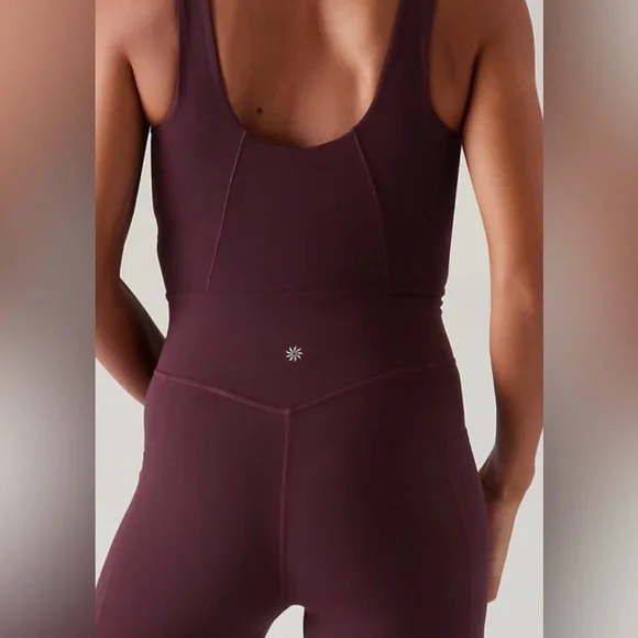 New $129 Athleta Salutation 7/8 Bodysuit Spiced Cabernet Red L - Picture 3 of 9